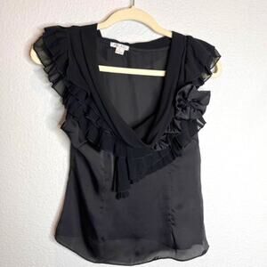 Asgard Black Sheer Ruffle Sexy Top Sz Small
